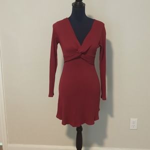 Red long sleeve stretchy dress